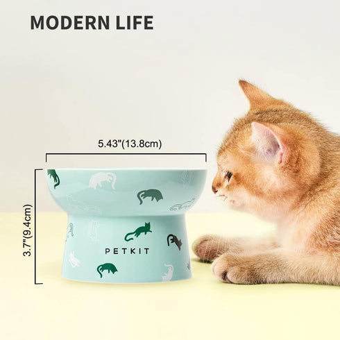 PETKIT Ceramic Raised Cat Bowls, Tilted Elevated Food Water Bowl fr Puppy Kitten, Stress Free, Backflow Prevention, Dishwasher and Microwave Safe, Lead & Cadmium Free