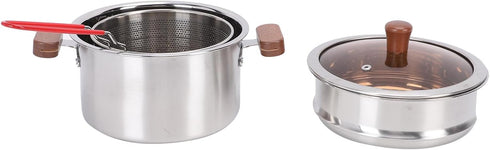 304 MAVIS LAVEN Multi Purpose Pot, Stainless Steel Deep Cookware with Glass Lid and Frying Basket, for Soup Stock Pasta