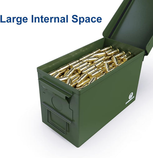 HARDROCK 30 50 Cal Ammo Can Metal 9mm Ammo Box Storage Crate Case for Shotgun Bullet, Rifle, Nerf Ammunition Waterproof