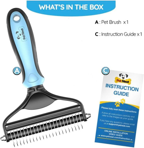Dog Brush and Cat Brush – 2 Sided Pet Grooming Tool for Deshedding, Mats & Tangles Removing – No More Nasty Shedding and Flying Hair
