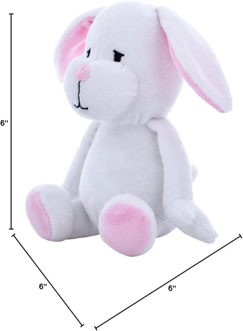 Blueberry Pet 6" Squeaky Plush Dog Toy, Pure Bunny Rabbit Design for Small Dogs