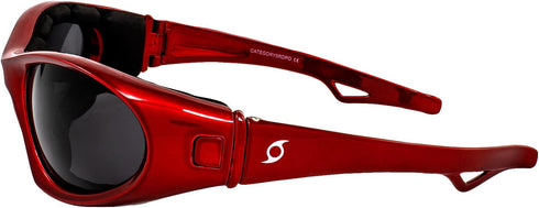 Hurricane Eyewear Category-5 Jet Ski Water-Sport Goggles - Red Floating Sunglasses with Polarized Smoke Lens