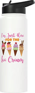 Cute Ice Cream Lover Boy Girl HS0 Ice Cream Cone I'm Just Here For The Ice Cream Stainless Steel Insulated Water Bottle