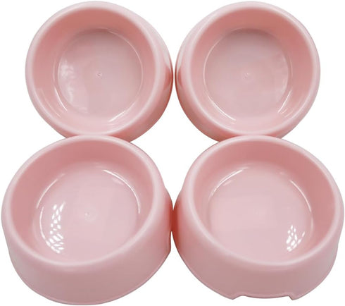 Dog Bowls Cat Bowls, Plastic Bowls, Pink, Set of 4