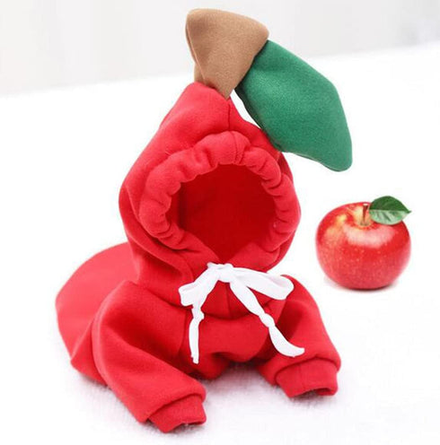 XIAOYU Apple Pet Clothes, Christmas Dog Fruit Hoodie, Fleece Sweater for Halloween Cosplay Party - Size S