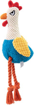 Shinsto Soft Squeaky Rooster Plush with Gentle Crinkle and Rope Teether Legs Interactive Chew Toy for Teething Small