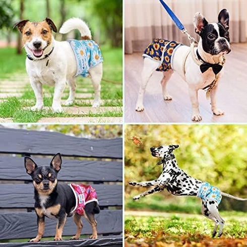 3 Pack Pet Soft Female Dog Diapers, Washable Dog Diapers for Dogs in Heat, Reusable Dogs Period Panties, Puppy Diapers