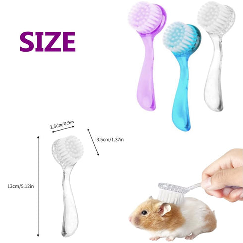 3PC Chinchilla Small Animal Bath Brush with Lid Soft Cleansing Brush Massage Combs for Hedgehog Guinea Pig Rabbit