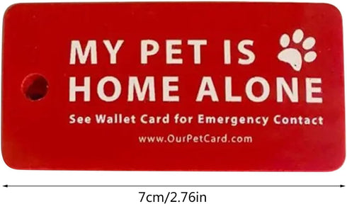 Dog Cat Home Alone Alert Card & Key Tags with Contact Call Cards, Pet Keychain, Home Alone Keychain Card, ID Tags