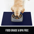 Gorilla Grip 100% Waterproof Raised Edge Silicone Pet Feeding Mat - 16x10, Navy, Protects Floors