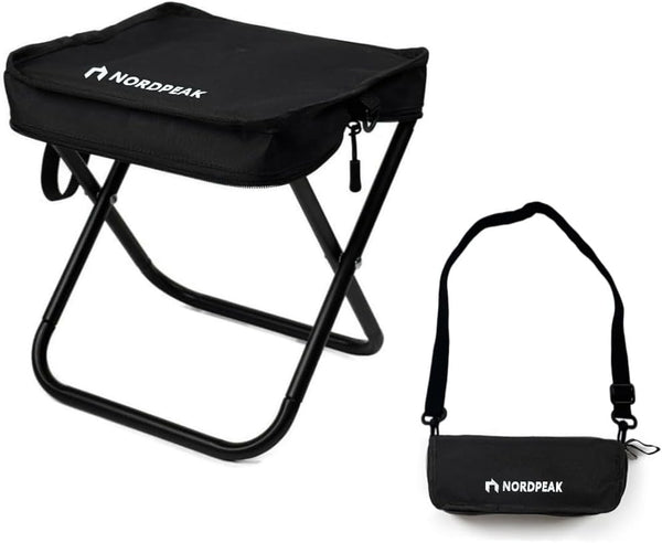 NORDPEAK Compact Foldable Stool with Shoulder Strap, Heavy Duty 350lbs Support, Lightweight Portable