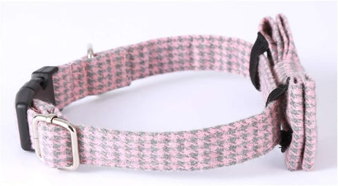 Love Dream Dog Collar Bow Tie, Soft & Comfy Adjustable Collar for Small, Medium, and Large Dogs (M, Pink)
