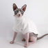 Winter Thick Cotton T-Shirts for Sphynx Cats, Double-Layer Pullover Kitten Shirts with Sleeves, White (M 5.5-7.1 lbs)
