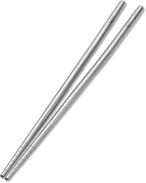 TITECOUGO Lightweight Titanium Metal Chopsticks, Portable Camping Flatware for Kitchen Cooking Meals