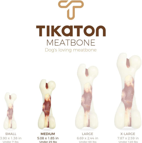 Tikaton Indestructible Dog Chew Toys for Aggressive Chewers, Beef Flavor Durable Teething Bones for Puppies