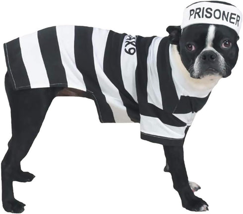 Prison Pooch Costume for Dogs, Medium, 16", Black and White