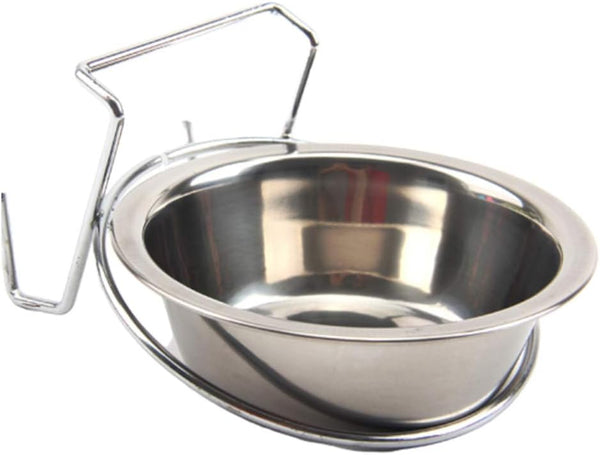 Hanging Water Bowl for Dog Cage - 13cm Stainless Steel Dog Bowl with Hook for Dogs and Cats, Size M