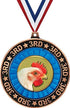 Chicken 3rd Place Perimeter Medal Bronze, 2.75" Chicken Prizes, Kids Chicken Trophy
