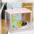 Small Betta Fish Tank, Stackable Mini Aquarium Kit with Gravel & Resin Decorations, 0.6 Gallon, Pink