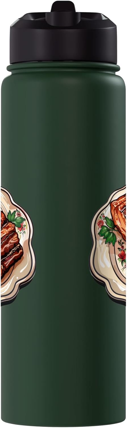 Pork Belly Cut Of Pork Bacon Meat Designs Pork Belly On A Decorative Plate Stainless Steel Insulated Water Bottle