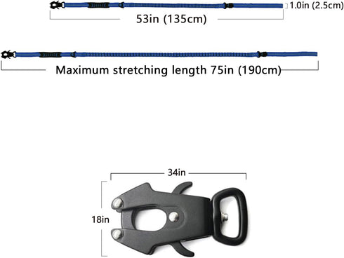 Heavy Duty Tactical Bungee Dog Leash - 4-6FT Shock Absorbing with 2 Padded Handles, Metal Carabiner Clip, Reflective