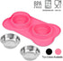 Stainless Steel Dog Food Bowls by AsFrost with Non-Skid Silicone Mat for Dogs & Cats - Pink, 12oz
