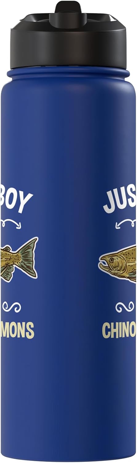 Just A Boy Who Loves Chinook Salmons Chinook Salmon Enthusiast Stainless Steel Insulated Water Bottle
