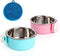 Love Dream Crate Dog Cat Bowls - Removable Stainless Steel Hanging Pet Cage Bowls, Food Water Feeder 2 Pack with Brush
