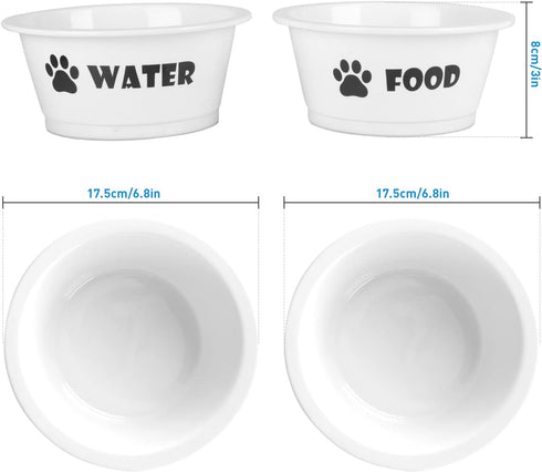 FOREYY Set of 2 Ceramic Dog Cat Bowl Set - Pet Porcelain Food & Water Feeder Dish Bowls, Dishwasher Safe