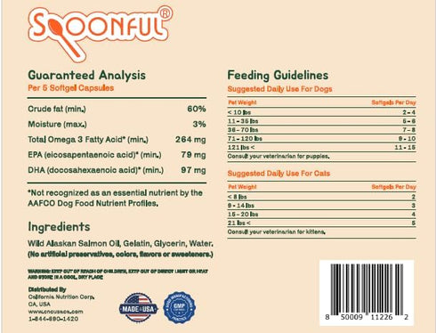 100% 220 126 Spoonful Salmon Fresh - Natural Wild-Caught Alaskan Salmon Oil mg Mini Softgel, Mini Softgels | DHA, EPA