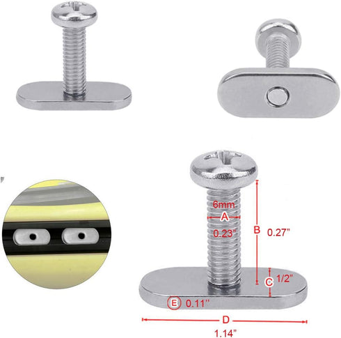 M6x10 Rail Track Screws Track Nuts Hardware Gear Mounting Replacement Kit for Kayak Canoes, 4 Pack