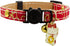 Breakaway Cat Collar with Bells & Fortune Cat Charm - Adjustable Chirimen Japanese Collar for Cats and Small Dogs