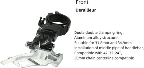 Front Derailleur 3 Speed, FOMTOR Universal 31.8mm and 34.9mm Aluminum Alloy Bike Derailleurs for MTB, BMX, Road Bikes