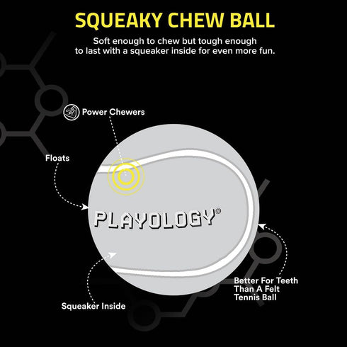 Playology Squeaky Dog Toy, Durable Rubber Interactive Fetch Ball, Chicken Scented for Medium Dogs, Non-Toxic Floating