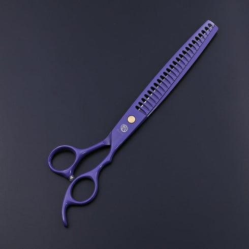 Purple Dragon 8.0 inch Professional Dog Grooming Hair Cutting Scissor & Curved Scissor & Chunker Shear Kit with Bag