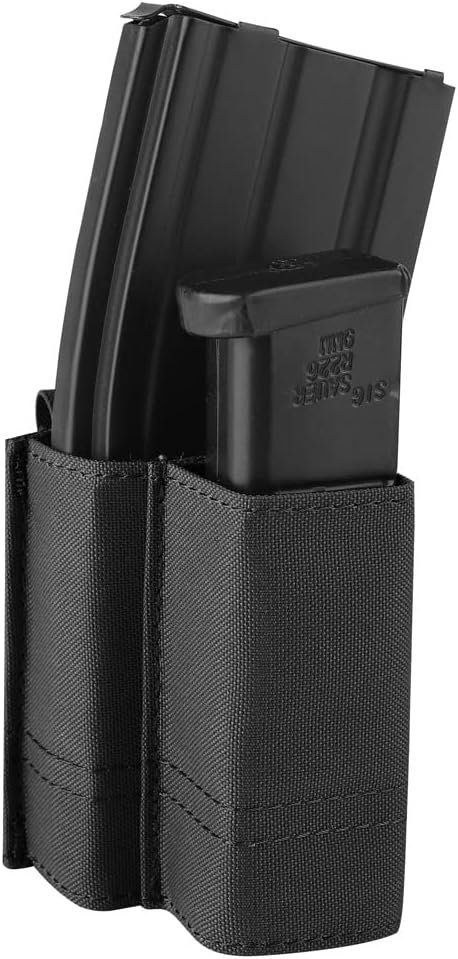 KRYDEX 5.56mm Magazine Pouch + 9mm .45 Pistol Mag Pouch Combo, MOLLE Mag Holders with Quick Release Insert