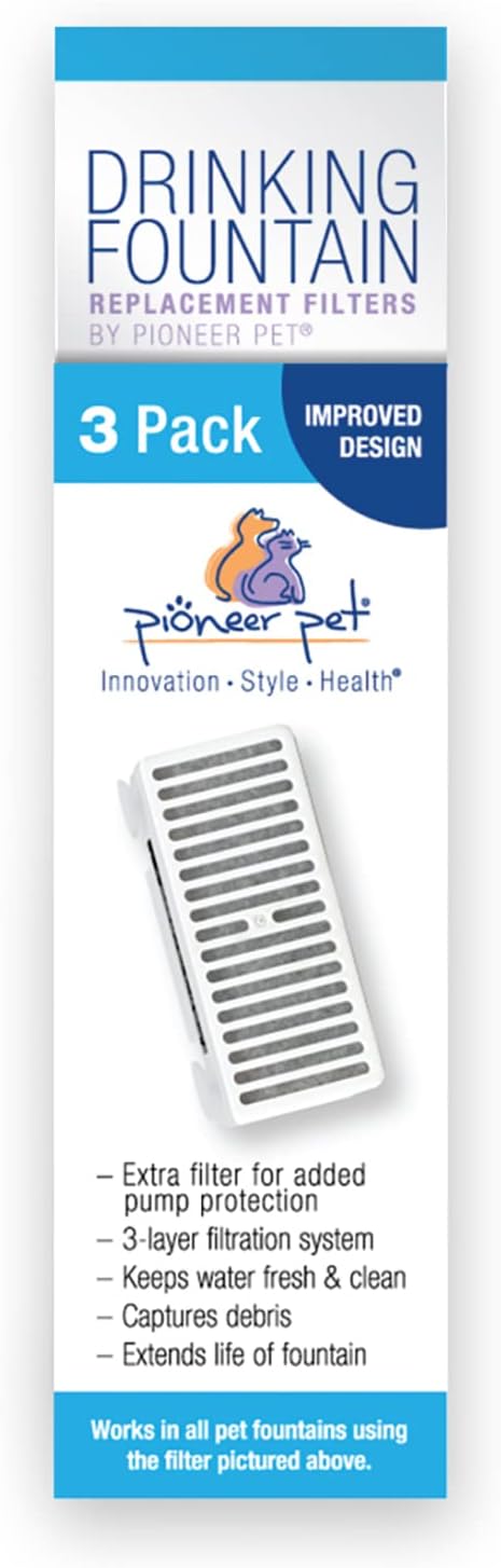 Pioneer Pet T-Shaped Suction Cup Water Filter, 3 Pack, Fits Mini Vortex and Swan Fountains
