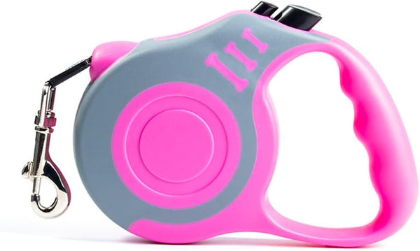 Retractable Dog Leash, Lightweight 10/16FT with Non-Slip Handle for Small Medium Dogs (Gray Pink, 16 FT)