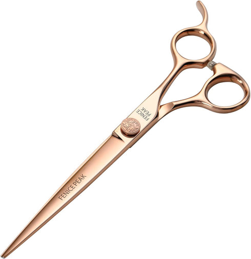 Fenice Peak Straight Dog Grooming Scissors, Champagne Gold 440C Stainless Steel for Dogs and Cats