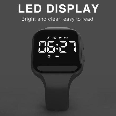 Non-Bluetooth LED Fitness Tracker Watch, Digital Pedometer with Step Counting, Great Gift for Kids Teens