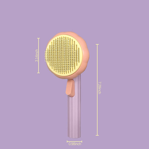 Cat Grooming Brush Dog Brush for Shedding Pet Pin Brushes for Long and Short Hair Self Cleaning Slicker Brush Gently Removes Loose Undercoat for Cats and Dogs, Orange and Pink