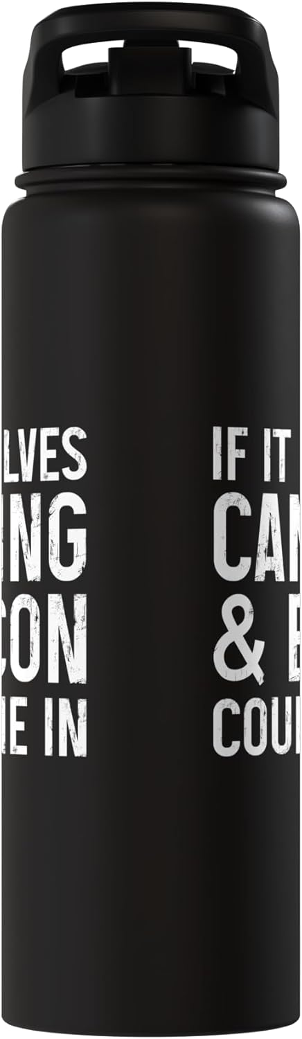 We Love Camping Count If It Involves Camping And Bacon Me In Funny Camper Stainless Steel Insulated Water Bottle