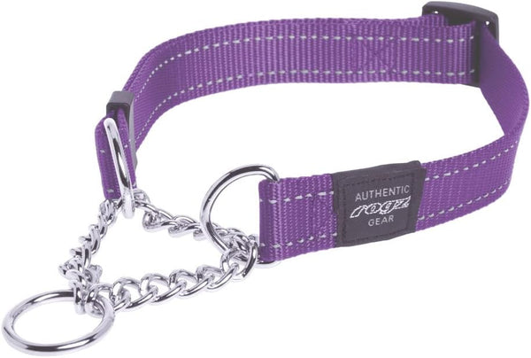 Reflective Nylon Choke Collar, Slip Show Obedience Training Gentle Choker for Extra Large Dogs, Purple