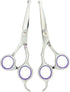 Grooming Scissors, Stainless Steel Dog Shears with Safety Rounded Tip, Set of Two in Leather Cover