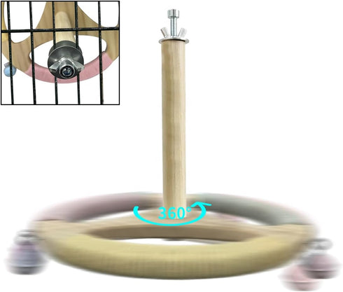Wooden Spinning Parrot Perch Toy - Fun Exercise Accessory for Birds