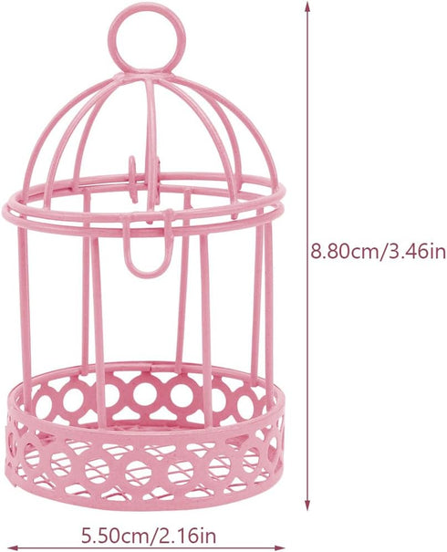 3pcs Mini Birdcage Ornament Bird Cage Desktop Storage Table Miniature Metal Wire Bird Cage Hanging Bird Cage Desk Topper Mini Girl Heart Decoration Hollow Wrought Iron Small Metal