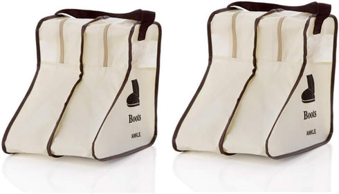Portable 2 Pack Short Boots Storage Bag, Boots Protector Cover (Beige)