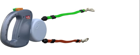 WIGZI Reflective Retractable Pet Leash for Two Dogs, 10ft Each up to 50 lbs, 360 Degree Zero Tangle, Gray