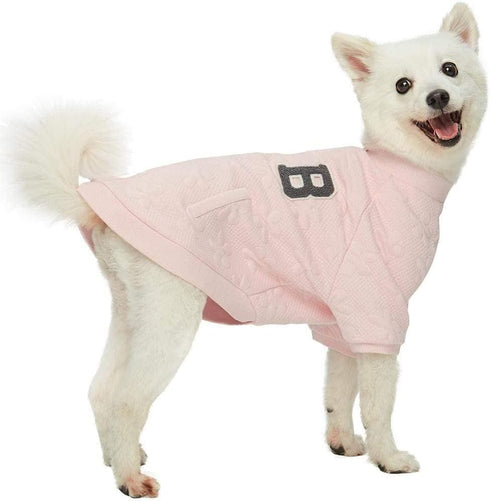 Blueberry Pet Floral Jacquard Dog Clothes - Soft Sweater Vest for Small Dogs, Pink, Back Length 10"