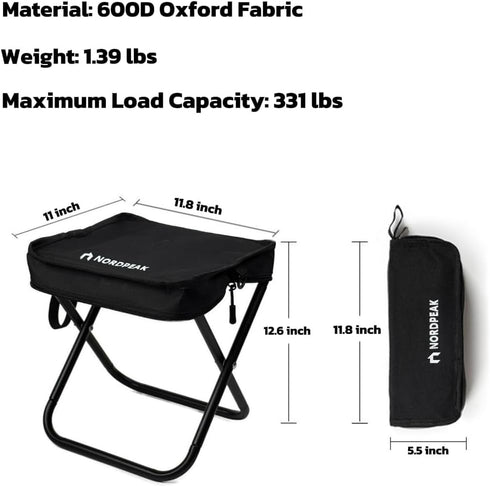 NORDPEAK 350lbs Commute Compact Foldable Stool with Shoulder Strap, Heavy Duty Support, Lightweight Portable Seat Gift